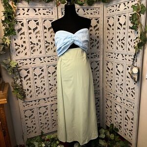 UNIQUE MINT & LIGHT BLUE TWO TONE BUST & SKIRT FORMAL OR CASUAL DRESS